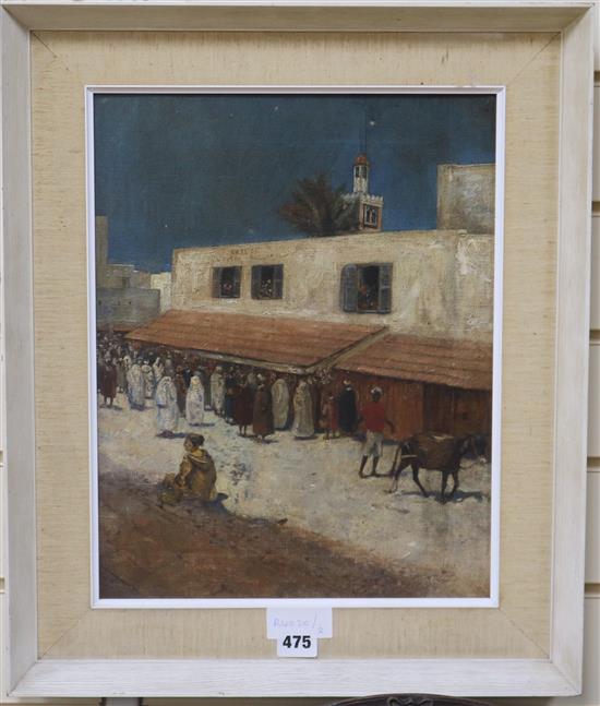 English School Street scene in Algiers 15.5 x 12in.